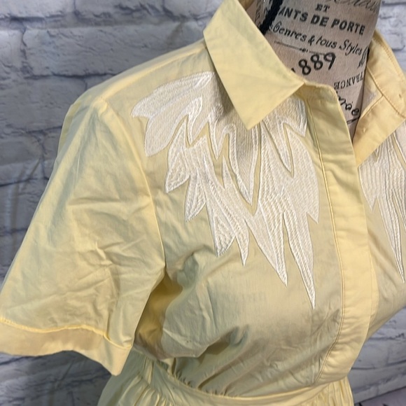 Maje Rivers Dress Embroidered Cutout Poplin Pleated Size 1 US Small Short Sleeve - Picture 4 of 14